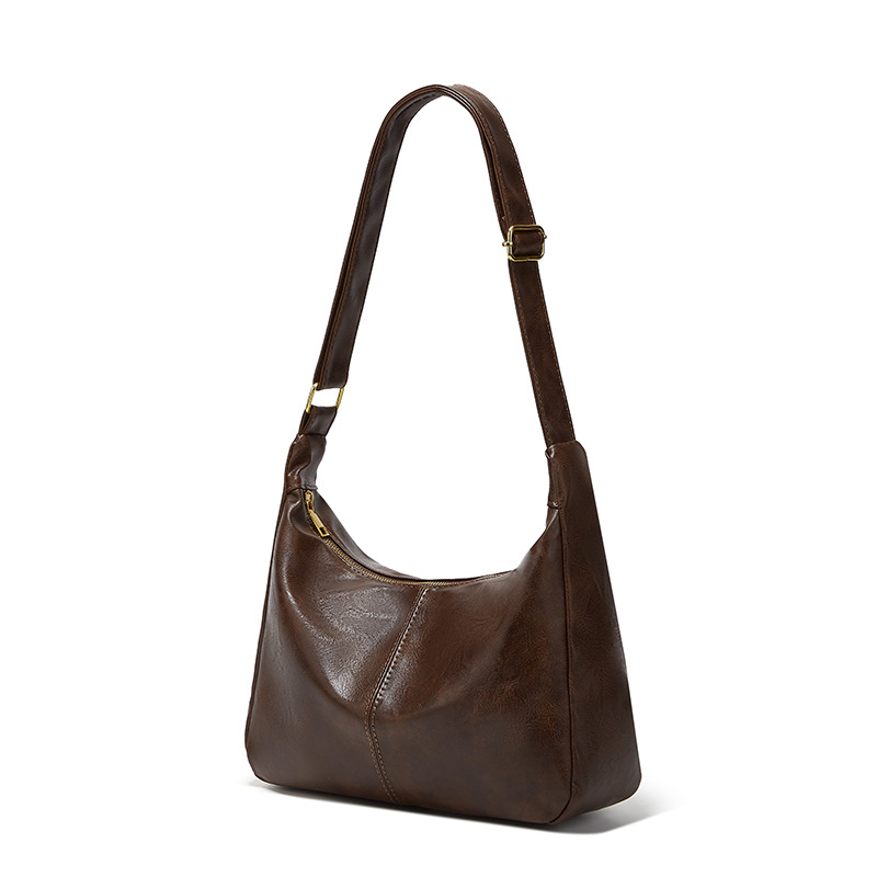 Solid Color Retro Large Capacity Single Shoulder Tote Bag New Trendy Korean Fashion Handbag Casual Commuter Crossbody Bag for Women