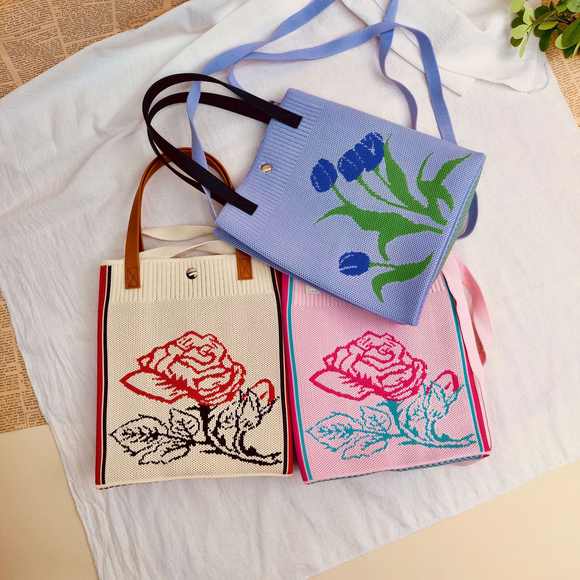 New Casual Bag Women's Knitted Bag Large Capacity Cute Versatile Shoulder Bag Crossbody Bag Tote Bag Women's Bag