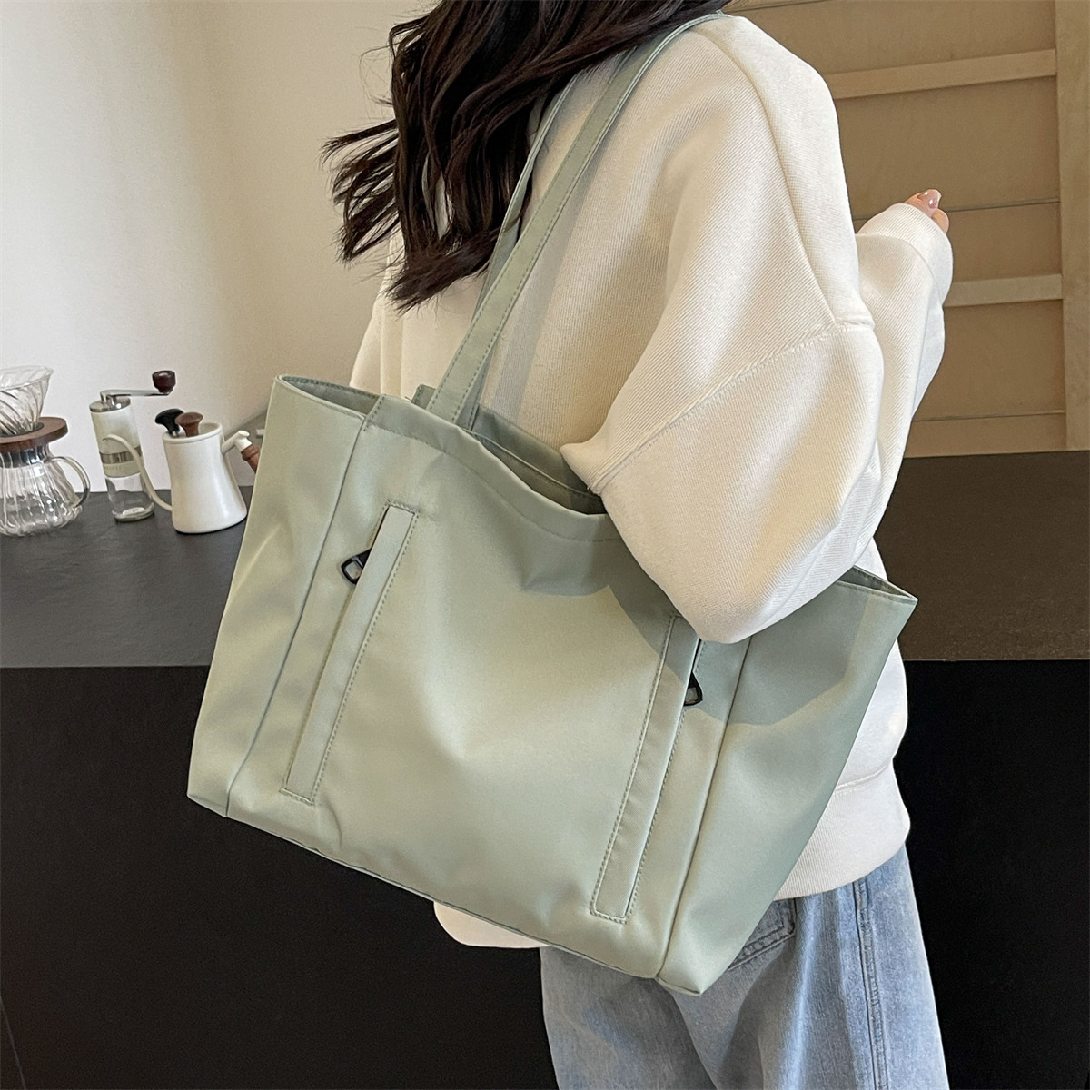 Nylon Tote Bag 2025 Spring Summer New Large Capacity Women's Bag Canvas Handbag Shoulder Bag Multi-Pocket Oxford Cloth Large Bag